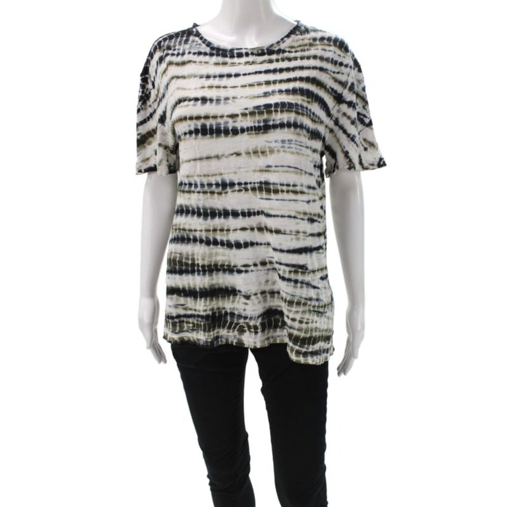 Proenza Schouler Women White Striped Cotton Tunic Short Sleeve Size S